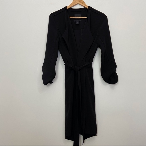 Maison Cinqcent500 black dress true wrap luxury long sleeve waist tie belt Small - Picture 3 of 16